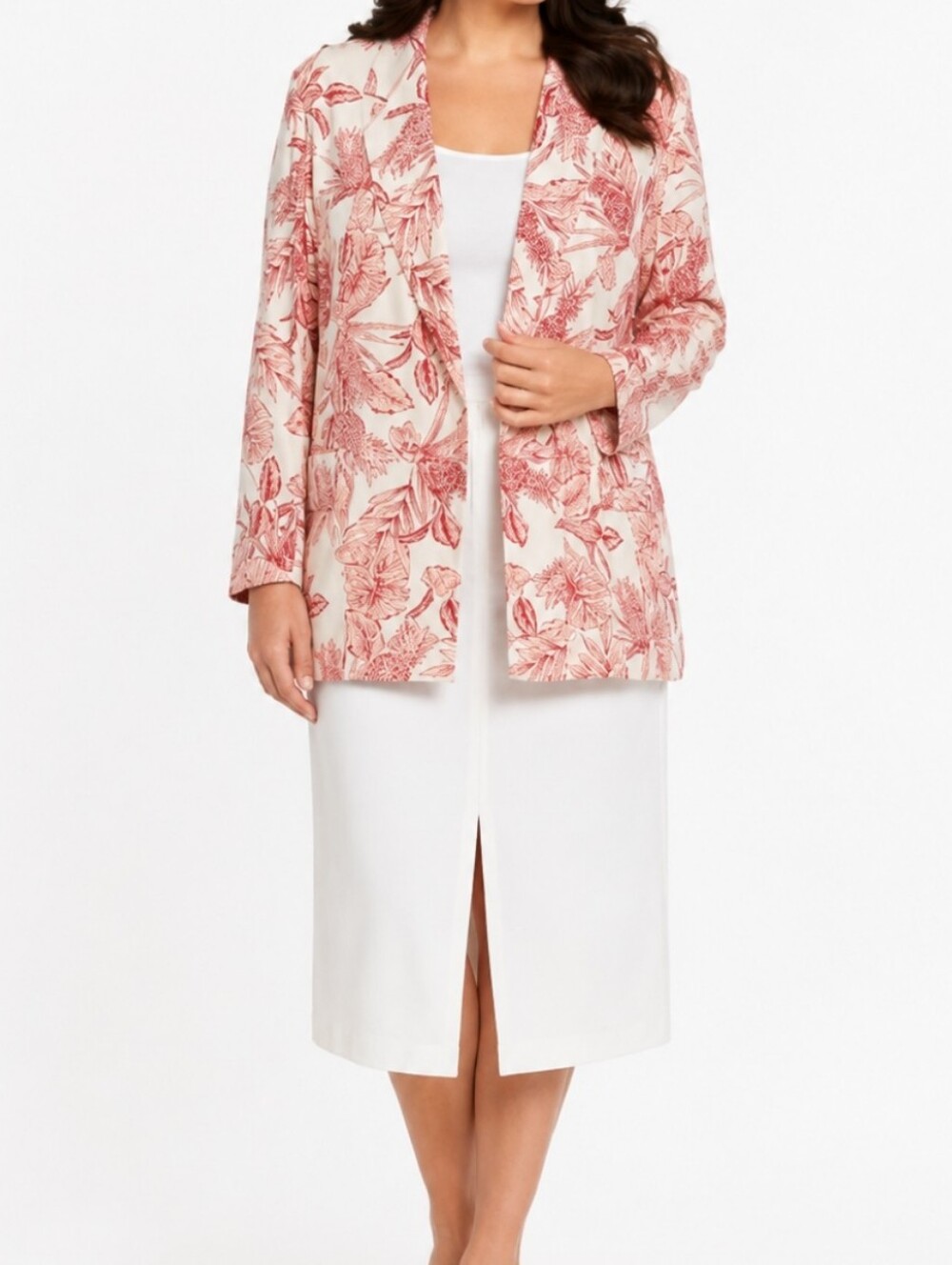 Ella Rafaella Floral Linen Mix Double Breasted Botanical Floral 2X Blazer